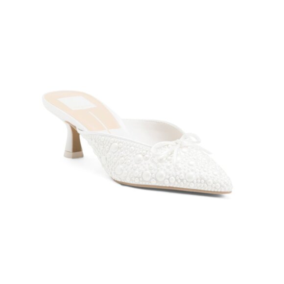 DOLCE VITA True White Claytn Pearl Heels - Picture 1 of 2